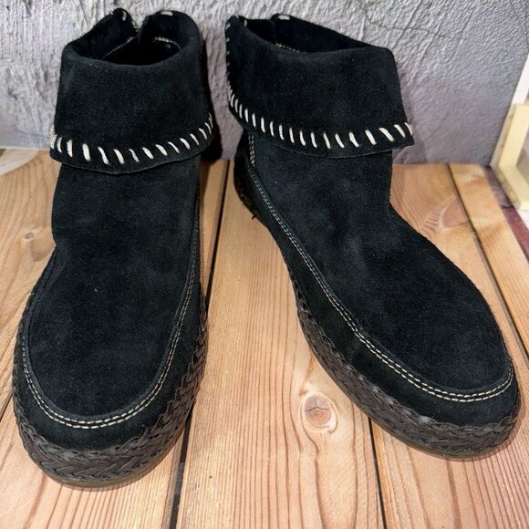 UGG Australia Women's Varney Black Suede Moccasin Ankle Booties 1104653 Size 7 - Picture 2 of 10